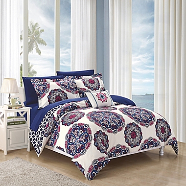 Chic Home Barella 8-Piece Reversible King Comforter Set in Navy. View a larger version of this product image.