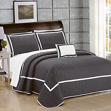 Chic Home Neal Queen Quilt Set in Grey. View a larger version of this product image.