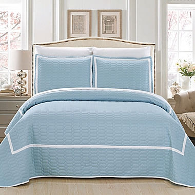 Chic Home Halrowe Reversible Queen Quilt Set in Blue. View a larger version of this product image.