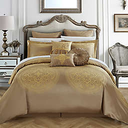 Chic Home Lira 9-Piece Queen Comforter Set in Gold