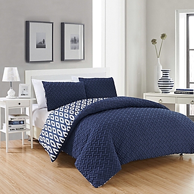 Chic Home Maritoni 3-Piece Reversible Queen Comforter Set in Navy. View a larger version of this product image.