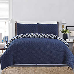 Chic Home Maritoni 3-Piece Reversible Queen Comforter Set in Navy