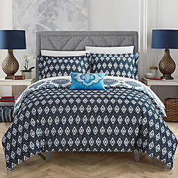 Chic Home Versaille Reversible Queen Duvet Cover Set in Blue