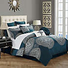 Alternate image 1 for Chic Home Lira 13-Piece Queen Comforter Set in Blue