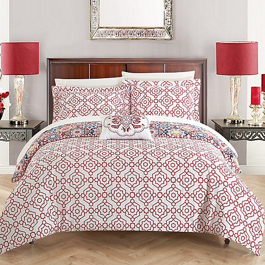 Alternate image 1 for Chic Home Linden Reversible Queen Duvet Cover Set in Pink