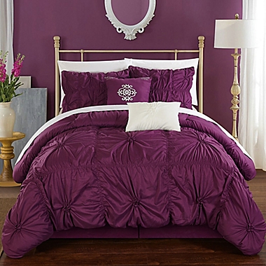 Chic Home Hilton 6-Piece King Comforter Set in Purple. View a larger version of this product image.