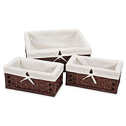 Household Essentials® 3-Piece Paper Rope Decorative Storage Basket Set in Brown
