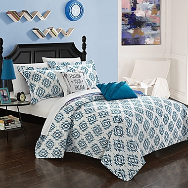 Chic Home Arvin 4-Piece Reversible Twin Quilt Set in Blue. View a larger version of this product image.