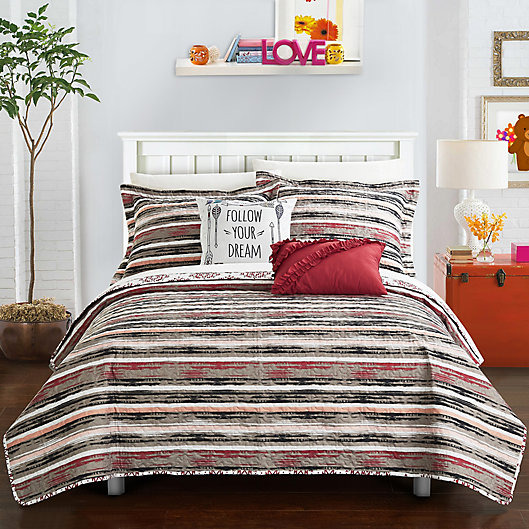 Alternate image 1 for Chic Home Arvin 5-Piece Reversible Full Quilt Set in Brick