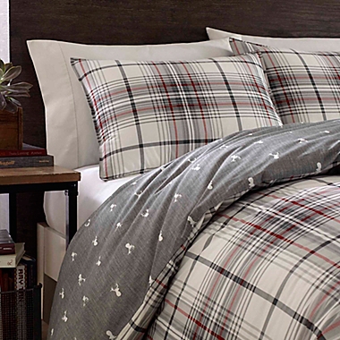 Eddie Bauer&reg; Alder Plaid 3-Piece Reversible Full/Queen Comforter Set in Grey. View a larger version of this product image.