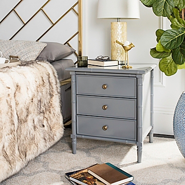 Safavieh Mina 3-Drawer Coastal Nightstand in Grey. View a larger version of this product image.