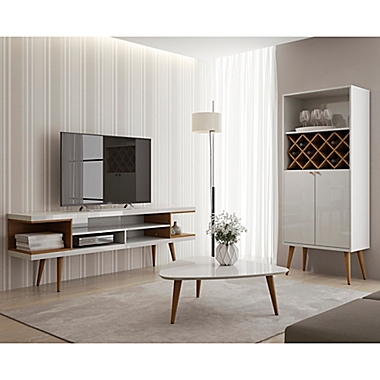 Manhattan Comfort&copy; Utopia 70.47-Inch TV Stand in White/Maple Cream. View a larger version of this product image.