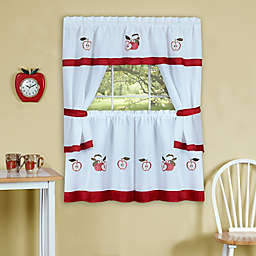 Achim Gala Kitchen Window Curtain Tier Pair and Valance in Red