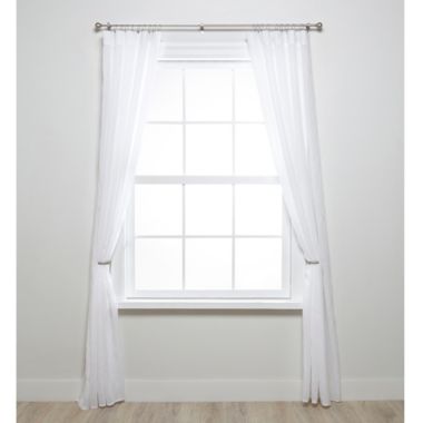 Umbra&reg; Cafe Ball Finial 18 to 28-Inch Adjustable Curtain Rod in Nickel. View a larger version of this product image.