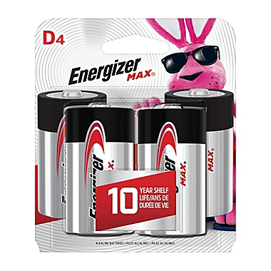 Energizer&reg; Max 4-Pack D 1.5-Volt Alkaline Batteries. View a larger version of this product image.