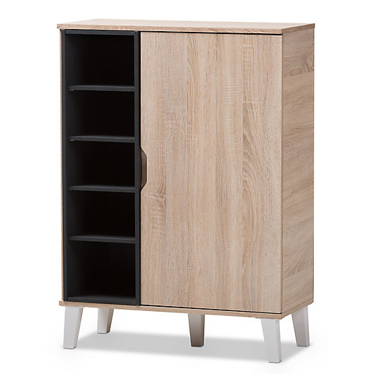 Alternate image 1 for Baxton Studio Adelina 1-Door Wood Shoe Cabinet in Light Brown