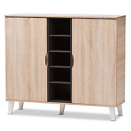 Baxton Studio Adelina 2-Door Wood Shoe Cabinet in Light Brown