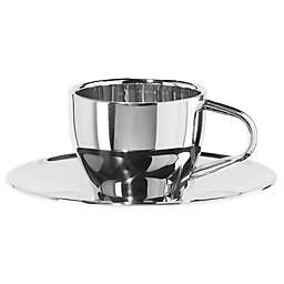 OGGI™ 4 oz. Double Wall Stainless Steel Espresso Cup and Saucer