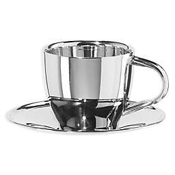 OGGI™ 6 oz. Double Wall Stainless Steel Coffee Cup and Saucer