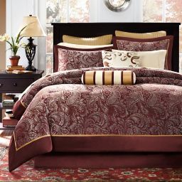 Madison Park Aubrey Reversible 12-Piece Queen Comforter Set in Red