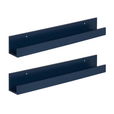 Kate and Laurel Levie 24-Inch Wood Shelf Wall Ledges in Blue (Set of 2)
