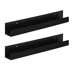 Kate and Laurel Levie 24-Inch Wood Shelf Wall Ledges in Black (Set of 2)