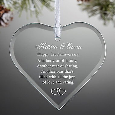 Anniversary Wishes Engraved Christmas Ornament. View a larger version of this product image.