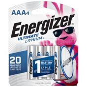 Energizer&reg; Ultimate 4-Pack AAA 1.5-Volt Lithium Batteries