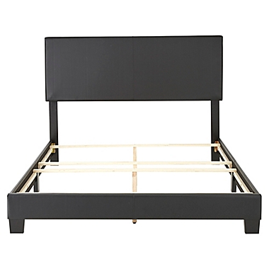 E-Rest Francis Queen Faux Leather Upholstered Platform Bed in Black. View a larger version of this product image.