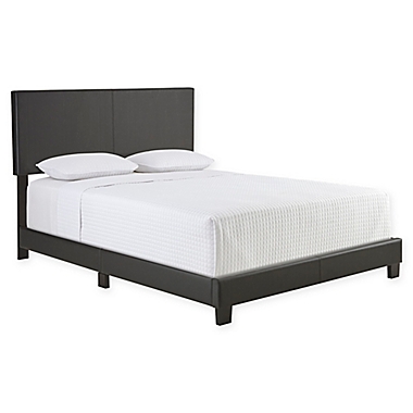 E-Rest Francis Queen Faux Leather Upholstered Platform Bed in Black. View a larger version of this product image.