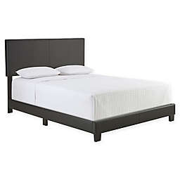E-Rest Francis Queen Faux Leather Upholstered Platform Bed in Black