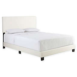 E-Rest Francis Queen Faux Leather Upholstered Platform Bed in White