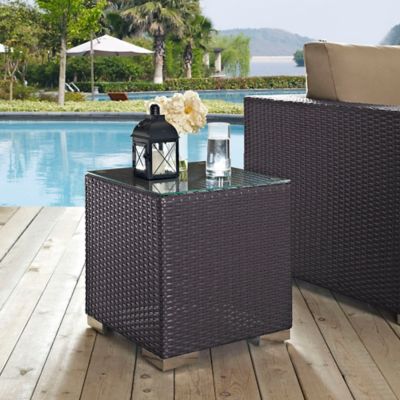 Espresso Modway Sojourn Outdoor Patio Rattan Tempered Glass Coffee Table
