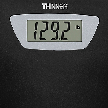 Conair&reg; Thinner&reg; Portable Digital Bathroom Scale in Black/Silver. View a larger version of this product image.