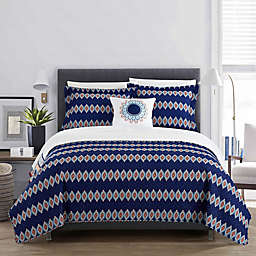 Chic Home Yucca 4-Piece Reversible King Quilt Set in Blue