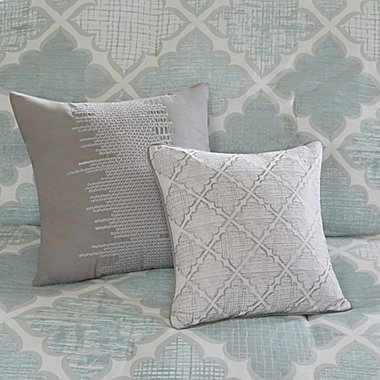 Madison Park&reg; Cadence Cotton Sateen 9-Piece Queen Comforter Set in Aqua. View a larger version of this product image.