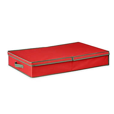 Honey-Can-Do&reg; 40-Count Ornament Storage Box with Dividers in Red/Green. View a larger version of this product image.