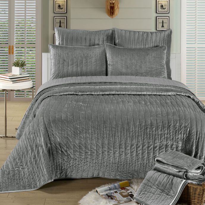 Gray Velvet Bedding Set Bedding Design Ideas