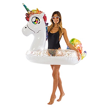 Pool Candy Glitterfied Rainbow Unicorn Pool Float. View a larger version of this product image.