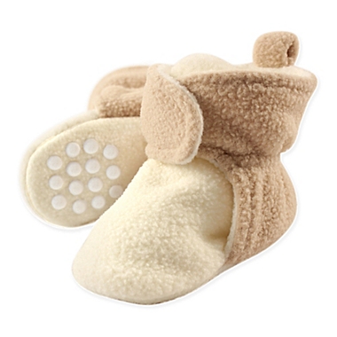 Luvable Friends&reg; Size 0-6M Scooties Fleece Booties in Tan/Cream. View a larger version of this product image.