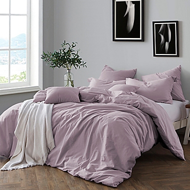 Swift Home Prewashed Yarn-Dyed Cotton 3-Piece Full/Queen Duvet Cover Set in Lavender. View a larger version of this product image.