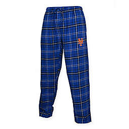 MLB New York Mets Men's Flannel Plaid Pajama Pant with Left Leg Team Logo