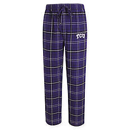 Texas Christian University Men's Flannel Plaid Pajama Pant with Left Leg Team Logo