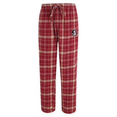 Florida State University Men&#39;s Flannel Plaid Pajama Pant with Left Leg Team Logo