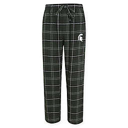 Michigan State University Men's Flannel Plaid Pajama Pant with Left Leg Team Logo