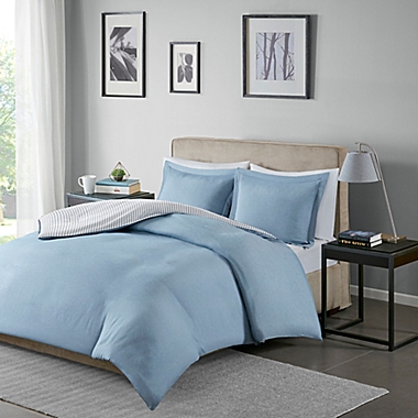 Madison Park Essentials Hayden 3-Piece Reversible King/Cali King Duvet Cover Set in Blue. View a larger version of this product image.