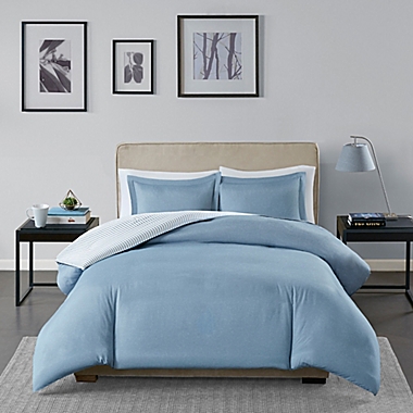 Madison Park Essentials Hayden 3-Piece Reversible King/Cali King Duvet Cover Set in Blue. View a larger version of this product image.