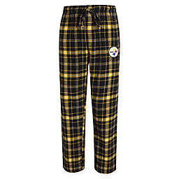 NFL Pittsburgh Steelers Men's Flannel Plaid Pajama Pant with Left Leg Team Logo