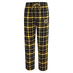 NHL Boston Bruins Men's Flannel Plaid Pajama Pant with Left Leg Team Logo