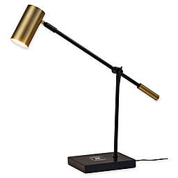 Adesso® Collette LED Desk Lamp with Charging Station in Black/Antique Brass